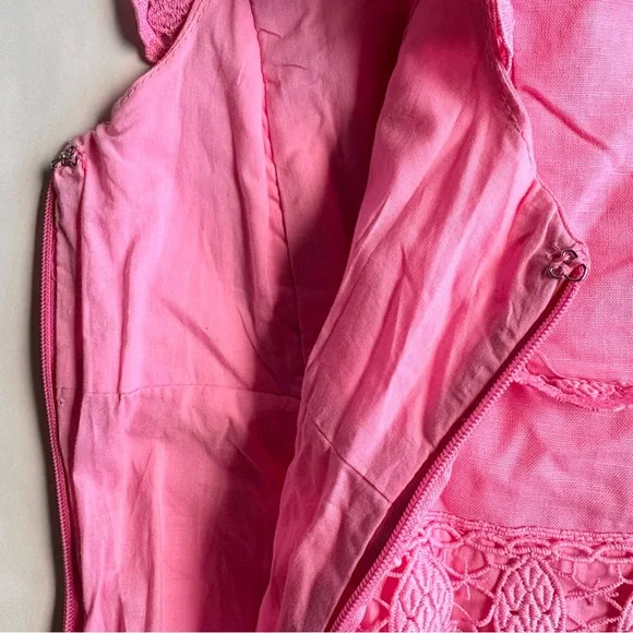 Endless Rose pink lace spring dress size small feminine cotton & linen lined - Picture 9 of 16